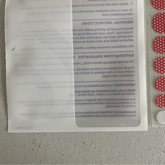 Jamberry PK27 Poppy And White Polka Full Sheet Nail Wraps - Picture 7 of 9